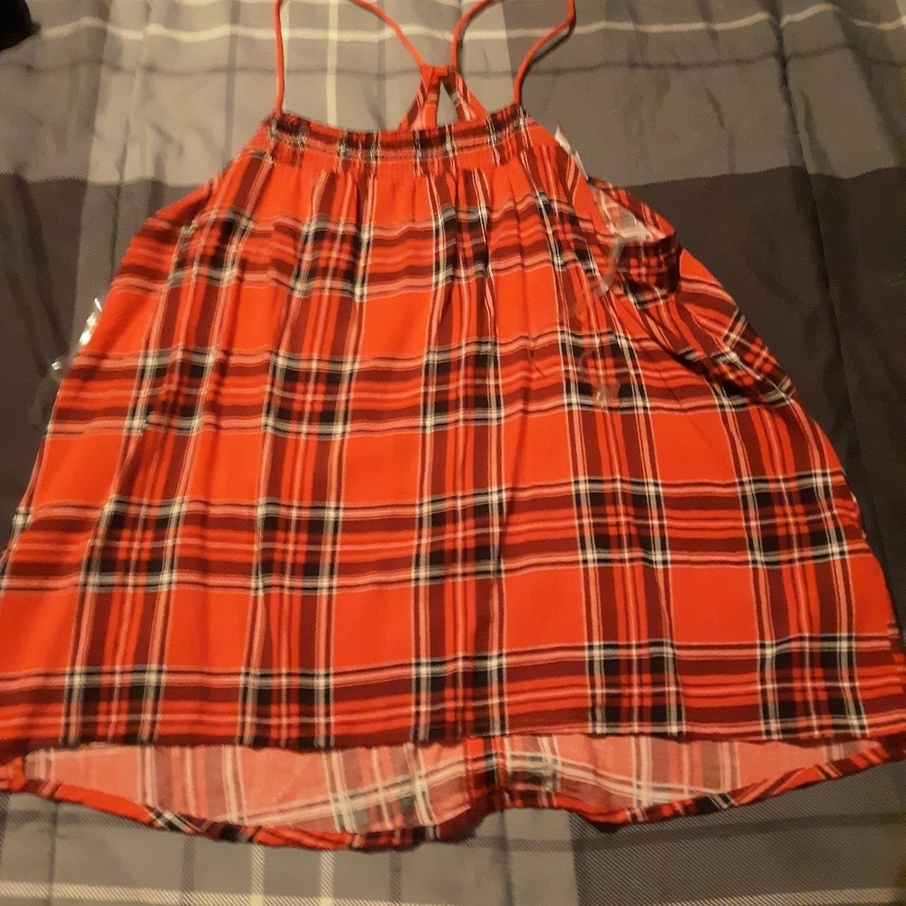 No Boundaries Red Plaid top